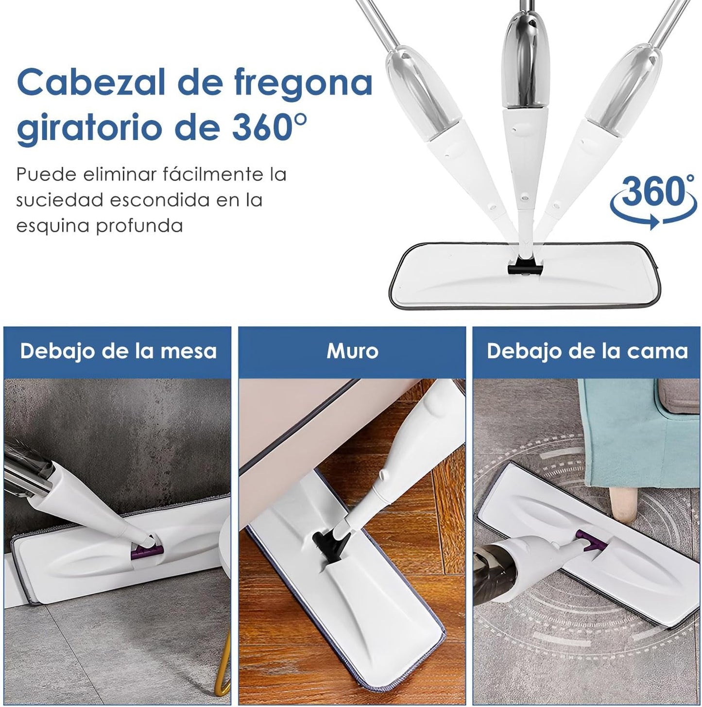 Trapeador con Atomizador | Limpieza Húmeda y Seca Sin Cubo