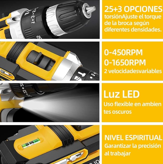 Kit de Taladro Percutor Inalámbrico