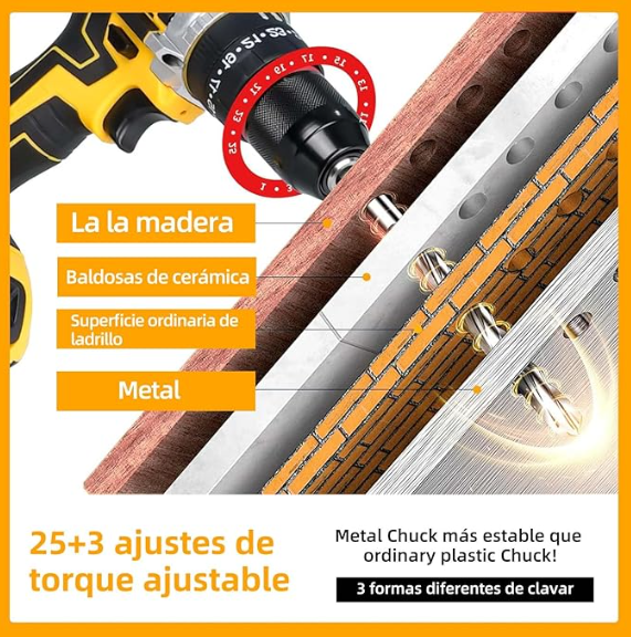 Kit de Taladro Percutor Inalámbrico