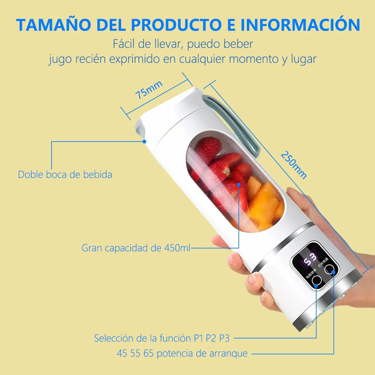 Exprimidora y Licuadora Portátil | Jugos al Instante