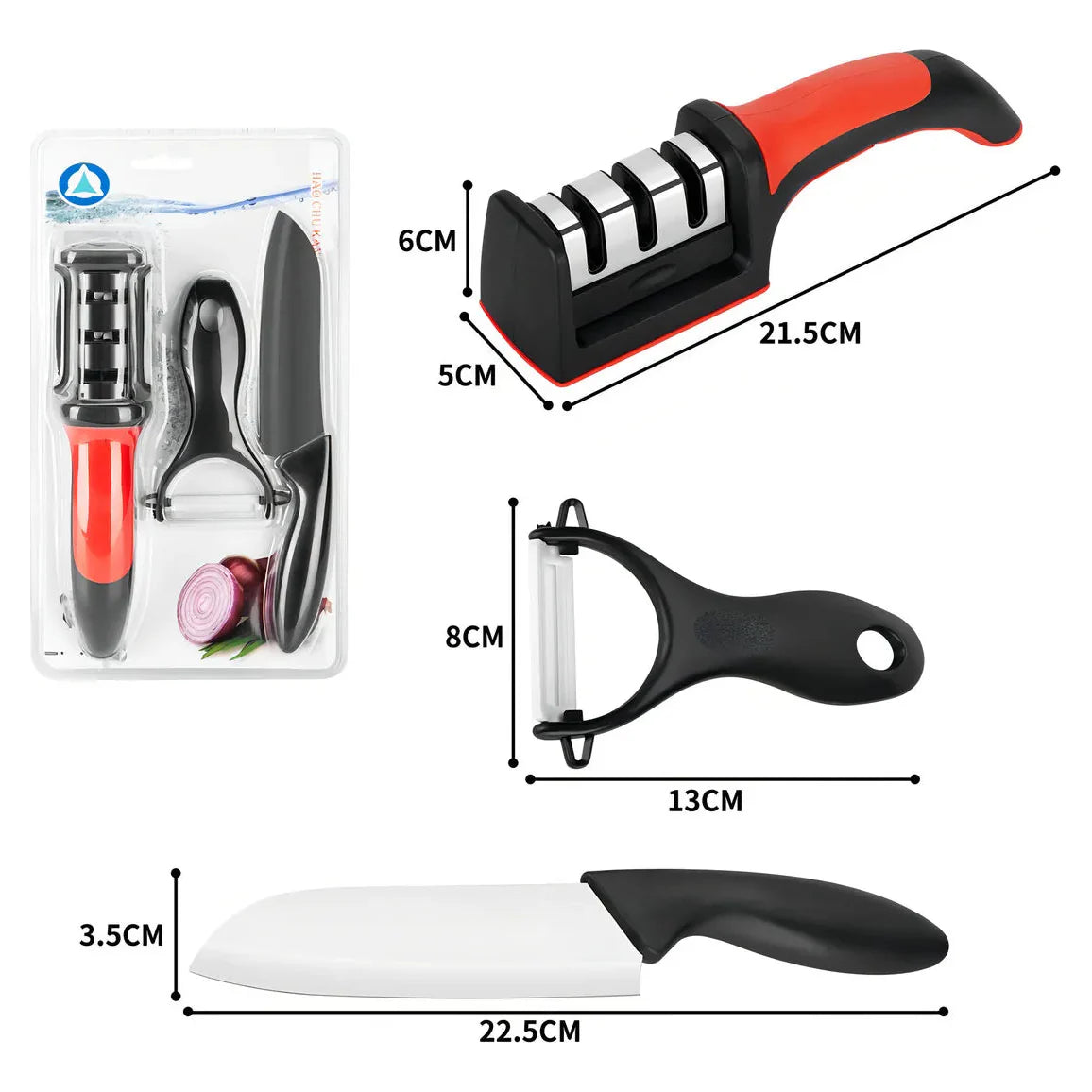 Afilador de Cuchillos Manual | 3 en 1