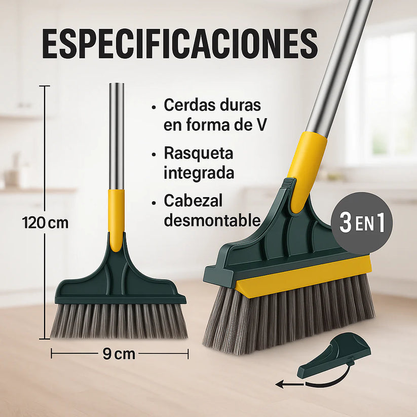 Escoba Multifuncional 3 en 1 | Limpieza Profunda en Segundos