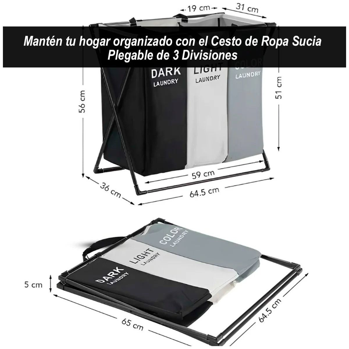 Cesta de Ropa Sucia | 3 Divisiones